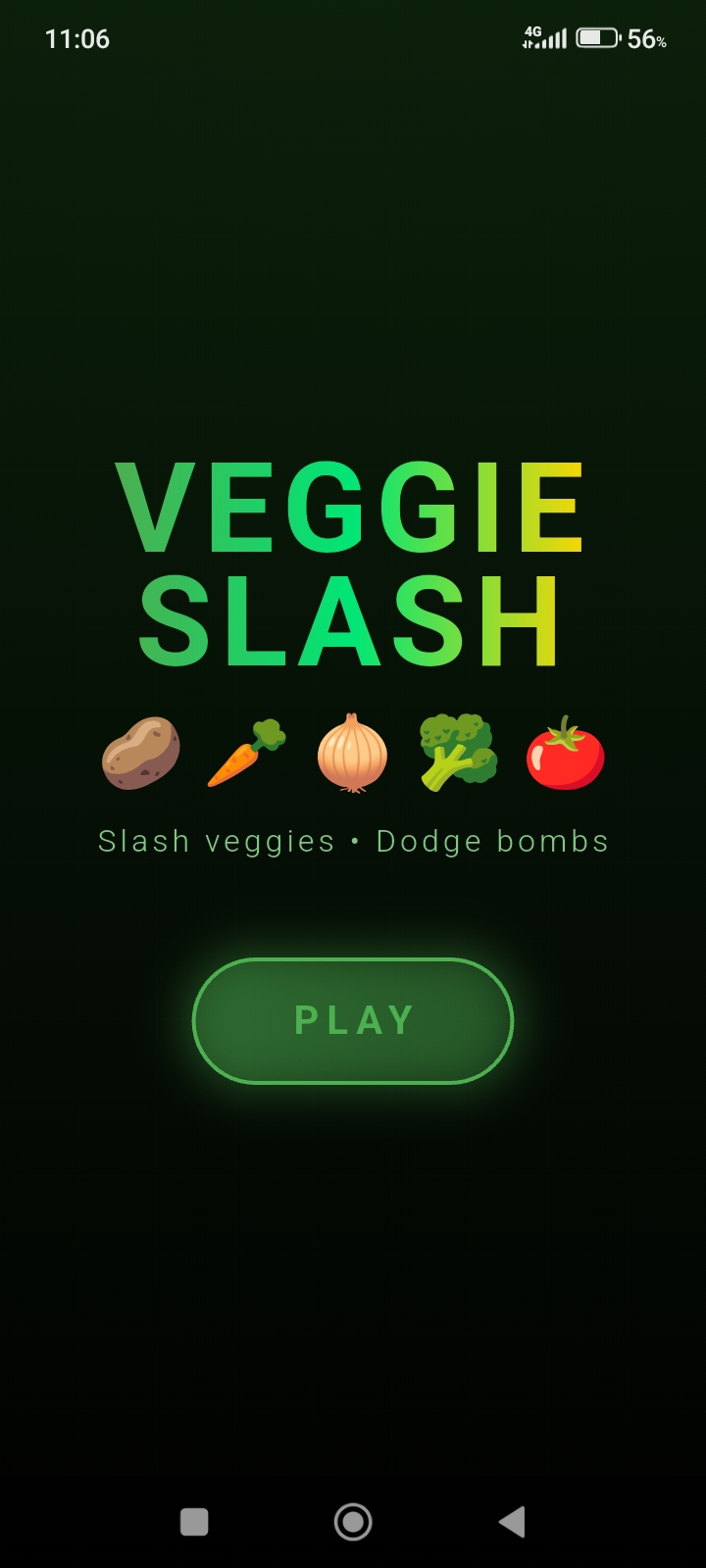 Veggie Slash start screen